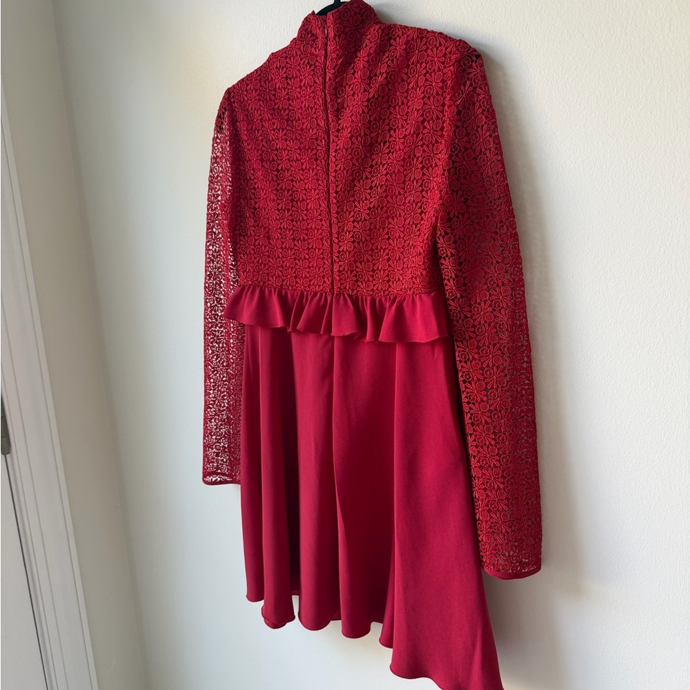 NWT Giambattista Valli Giamba Paris Red Lace Midi Dress Size 6 Ruffle Luxury WOW - Picture 9 of 16